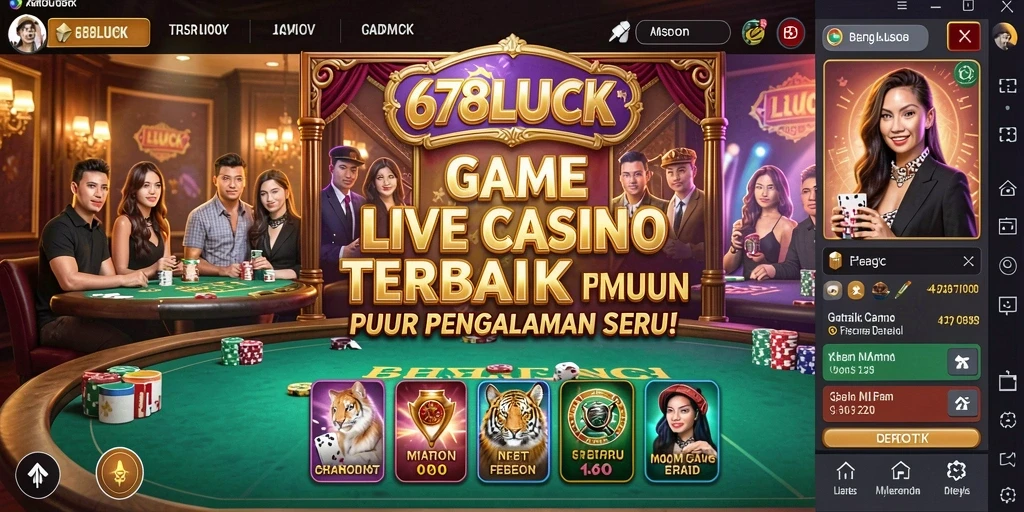 Screenshot utama 678LUCK menunjukkan dealer yang ramah dalam permainan Live Casino.