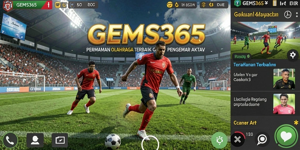 Screenshot GEMS365 menampilkan pemain yang beraksi dalam olahraga seru.