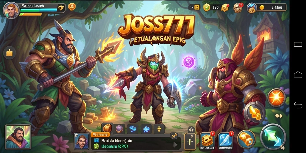 Gameplay seru JOSS777 dengan pertarungan dan eksplorasi dunia RPG.