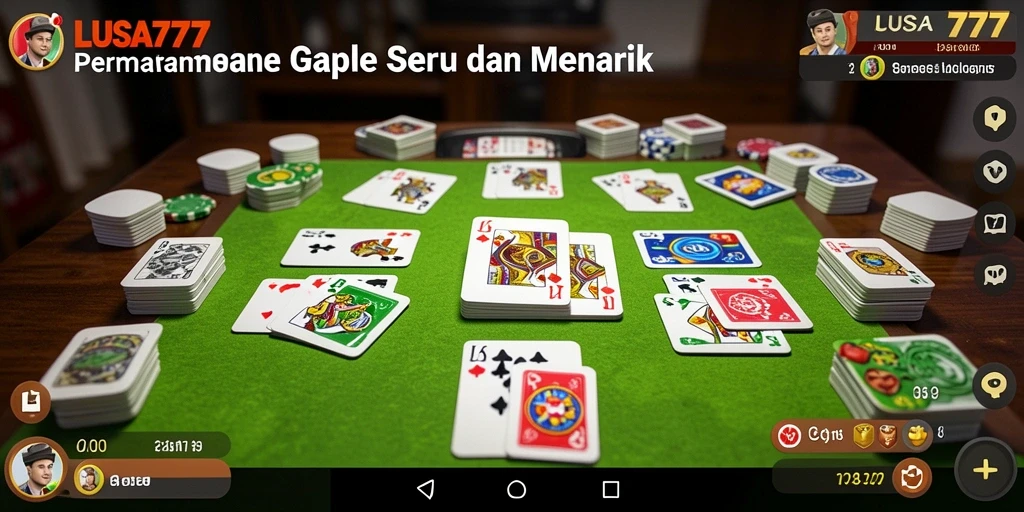Screenshot gameplay LUSA777 menampilkan situasi seru permainan Gaple.