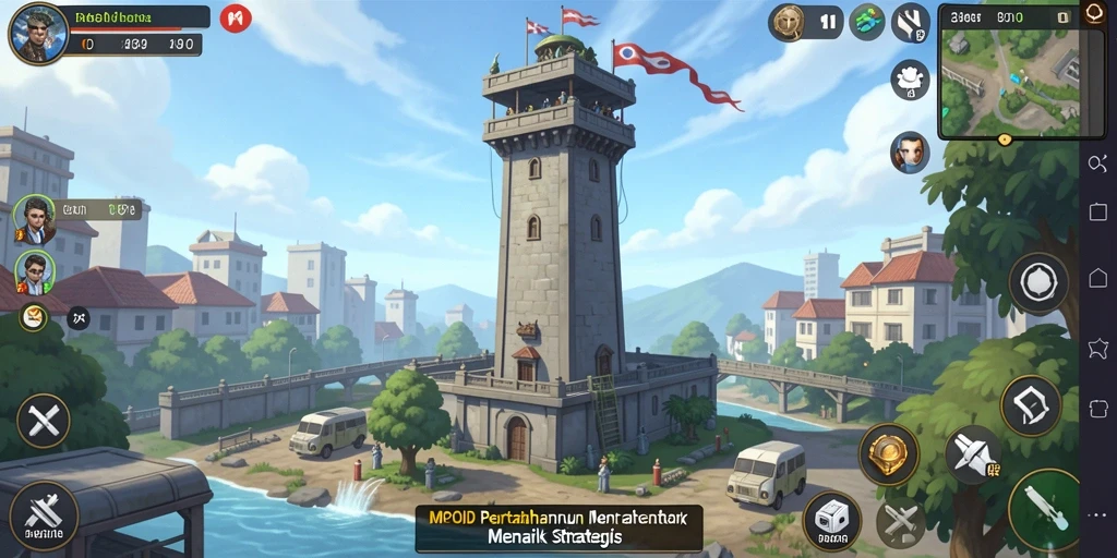 Tampilan gameplay seru dari MPOID dengan pertahanan menara yang strategis