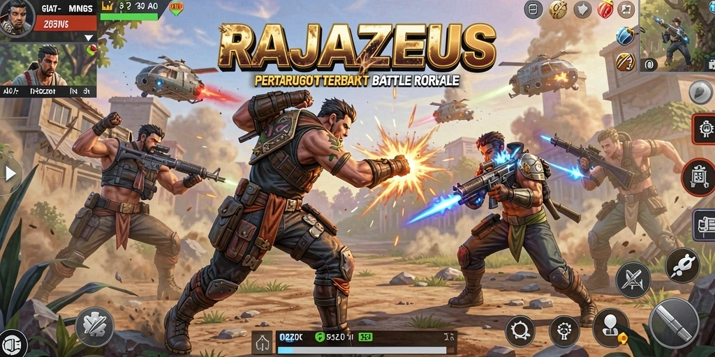 Screenshot menarik dari gameplay intens RAJAZEUS di medan pertempuran.