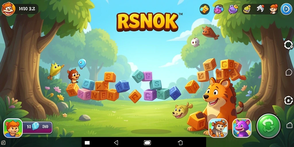 Screenshot gameplay RSNOK menampilkan teka-teki yang menantang dan desain yang menarik.