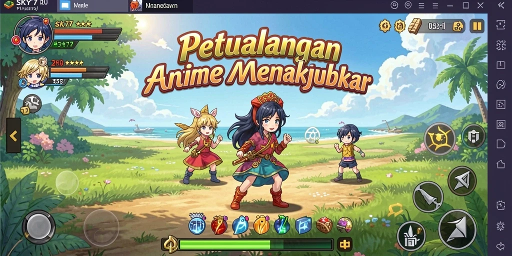 Tampilan gameplay SKY77 yang penuh warna dan dinamis.