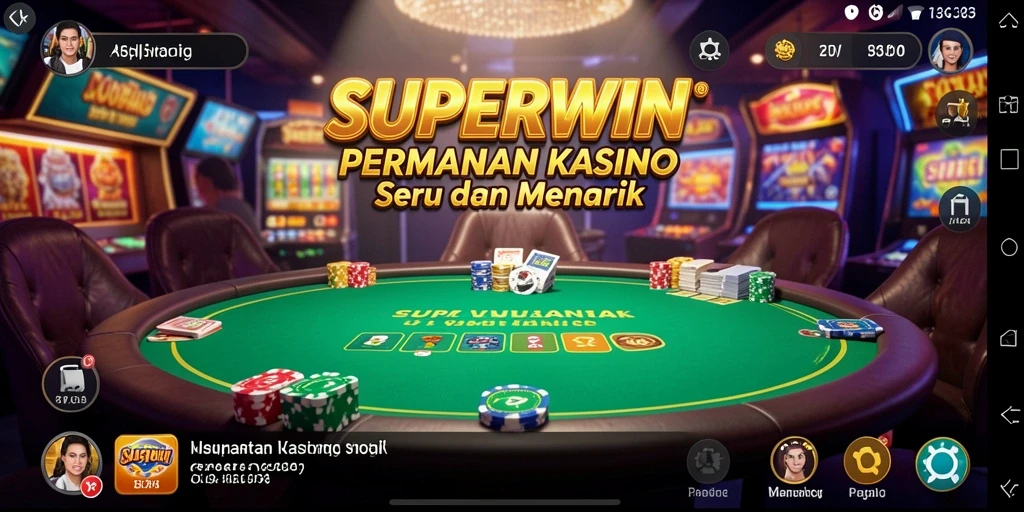 Tampilan gameplay kasino yang menarik dan berwarna-warni di SUPERWIN.