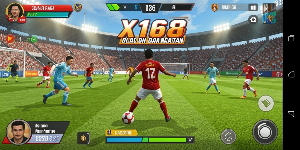 Screenshot X168 menunjukkan aksi kompetisi olahraga yang mendebarkan.